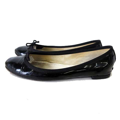 レペット Repetto バレエシューズ 本革 エナメル レザー 37.5 黒 
