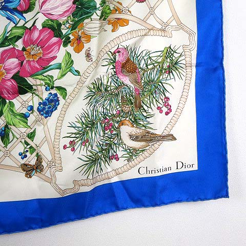 極美品★クリスチャンディオール シルク イタリア製 花柄 スカーフ ストール 極美品】クリスチャンディオール シルク イタリア 花柄 大判スカーフ