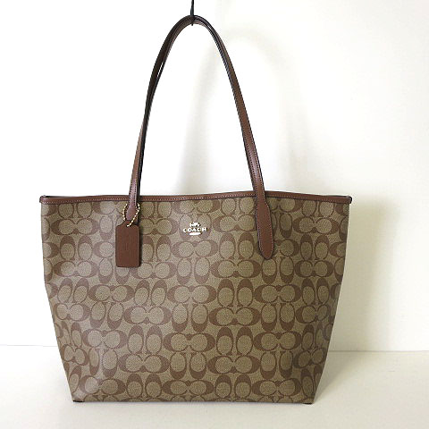 未使用品 コーチ COACH バッグ トートバッグ 5696 シグネチャー PVC 茶 