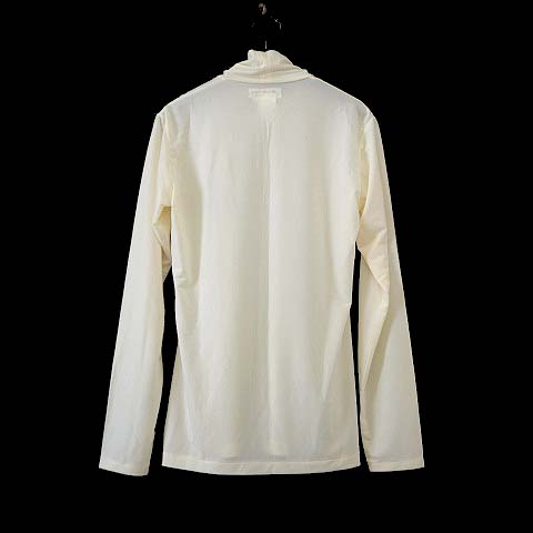 ハイネックシャツ 長袖カットソー アイボリー 日本製 ゴルフウェア ワンポイント 日本製]シャイニー天竺シアーハイネックカットソー(カットソー・T