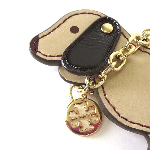 TORY BURCH トリーバーチ バッグチャーム キーホルダー 革 TORY BURCH トリーバーチ キーホルダー レザー ブラス ロゴ