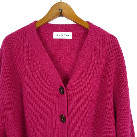 リリーブラウン Lily Brown 21AW ニットカーディガン ラクーン混 