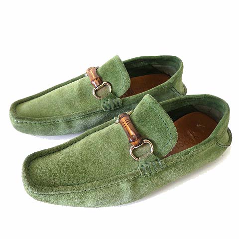 GUCCI グッチ ホースビット スエード ローファー グリーン GUCCI - グッチ GUCCI ローファー モカシン ドライビングシューズ