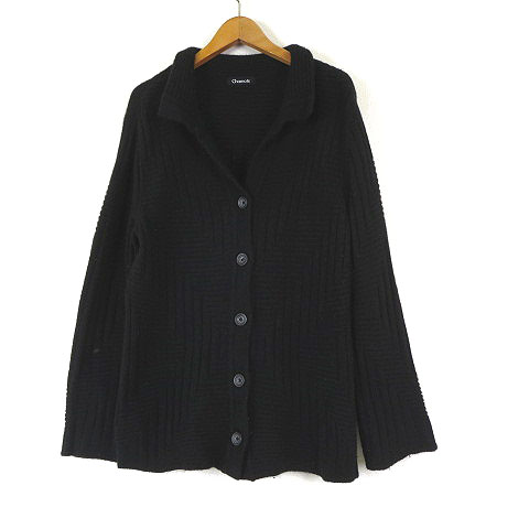 シャミー Chamois カーディガン ニット 模様編み ウール 長袖 40 黒 