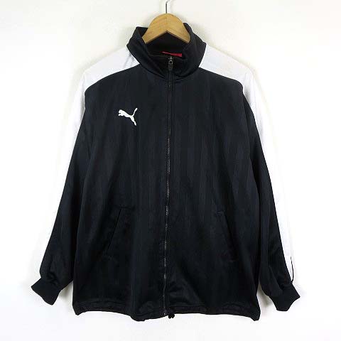 PUMA ジップアップジャケット サイズ0 黒/白 PUMAプーマ○ジップアップジャケット 染み込ん ブラック