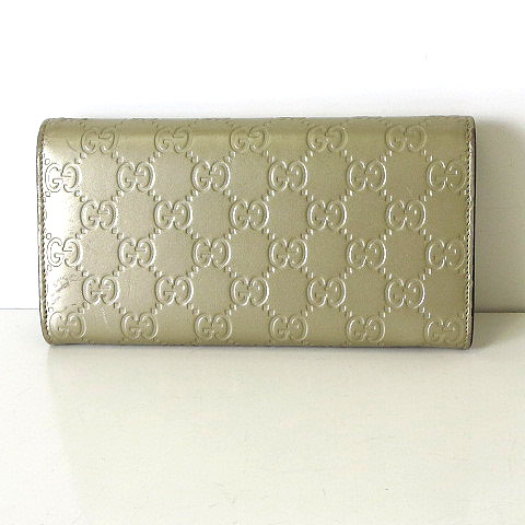 グッチ GUCCI 財布 長財布 GG シマ レザー リボン ロング ウォレット 