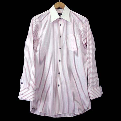 美品　バーバリー ブラックレーベル　ストライプ　ドレスシャツ　ホースロゴ　刺繍 バーバリーブラックレーベル BURBERRY BLACK LABEL シャツ ドレス