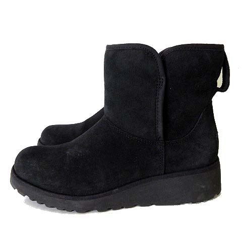 981【美品】UGG アグ 本革 レザー ムートン ブーツ 黒 23 UGG WOMENS CLASSIC TALL II BOOT 