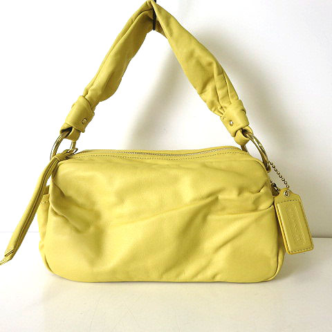 売り切り価格 COACH イエロー レザーハンドバッグ肩掛け COACH コーチ トートバッグ ハンドバッグ ロゴ レザー 皮革 黄