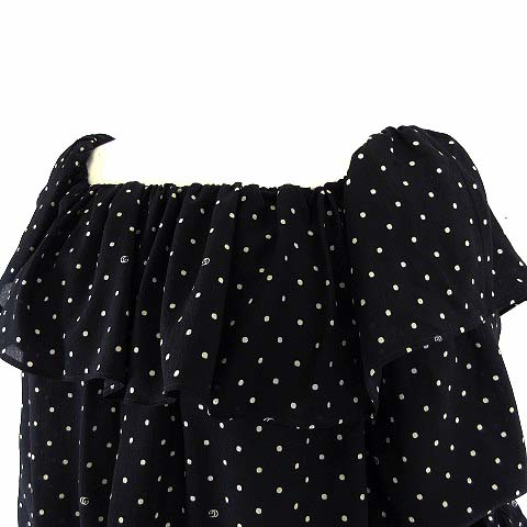 GUCCI ブラック シルクブラウス 半袖 GUCCI(グッチ) / 半袖シャツ/48/シルク/BLK/総柄/GGサイケデリック