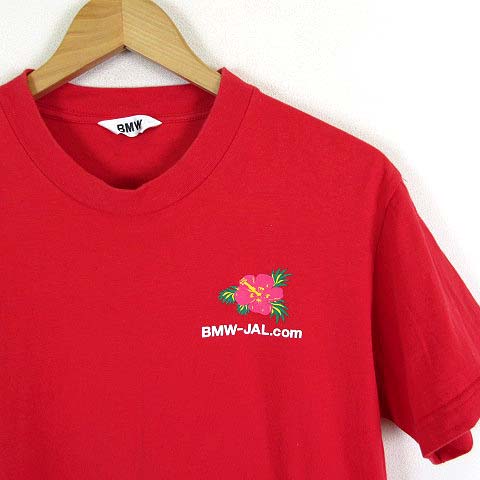 ERL ロゴプリント Tシャツ 赤 希少 レア BMW JAL.com Tシャツ カットソー 半袖 ロゴ プリント M-L 赤