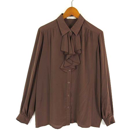 madam sports シャツ ブラウス フリル とろみ 落ち感 長袖 XL 16 茶