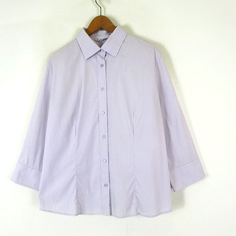 ロロピアーナ Loro Piana ブラウス シャツ ボックスシルエット レギュラーカラー 7分袖 M-L 48 ラベンダー イタリア製 正規品 レディース ロロピアーナ Loro Piana ブラウス シャツ ボックスシルエット