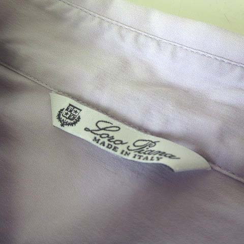 ロロピアーナ Loro Piana ブラウス シャツ ボックスシルエット レギュラーカラー 7分袖 M-L 48 ラベンダー イタリア製 正規品 レディース ロロピアーナ Loro Piana ブラウス シャツ ボックスシルエット