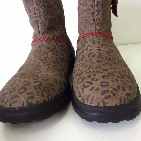 アグ UGG ブーツ ムートンブーツ ショート アニマル柄 ヒョウ柄 リボン