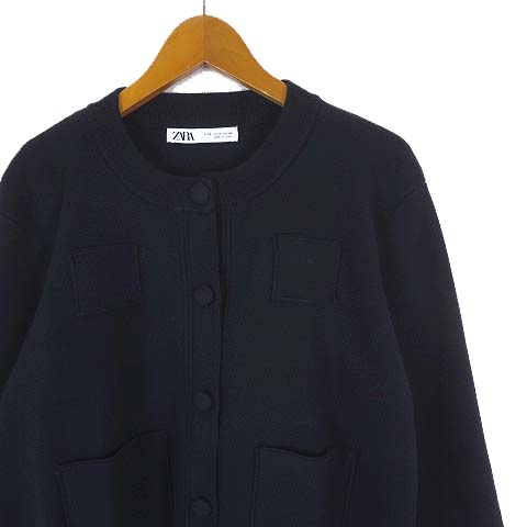 【極美品】ZARA ザラ　ウールジャケット　カーディガン ジャージー生地　黒 極美品】ZARA ザラ ウールジャケット カーディガン ジャージー生地 黒