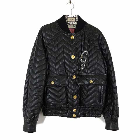 【極美品】GUCCI グッチ ラムレザー ジャケット 黒 レディース 38 Gucci 黒 ラムレザー ライダースジャケット サイズレディース38 Gucci