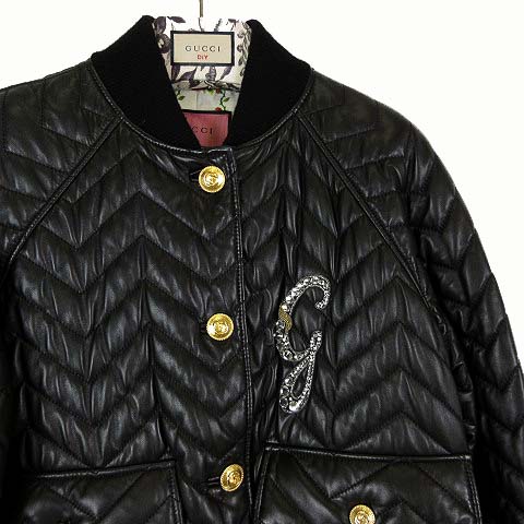 グッチ GUCCI 2021AW ラムレザー ブルゾン ジャケット 羊革 中綿 レア