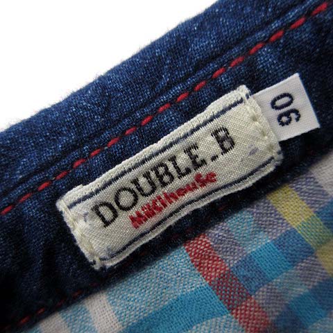 【新品】ミキハウスDOUBLE.Bベースボールデニムシャツ100cm 数量限定 ダブルB カスタムオーダー デニムベースボールシャツ