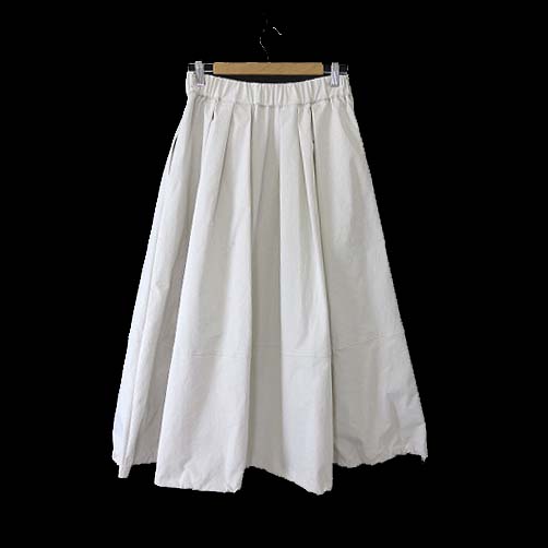 未使用品 ハンチ HUNCH 2way バルーンスカート スカート ロング ロングスカート 撥水加工 ハリ感 M-L 02 ライトアイボリー タグ付 美品 レディース