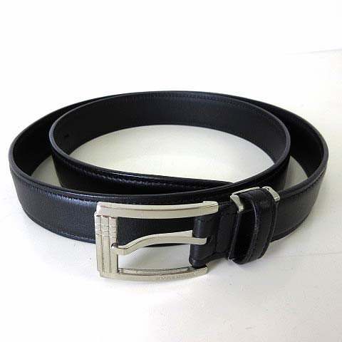 【美品】 Burberry Londonレザーベルト 本革ブラック 銀 バックル バーバリー BURBERRY ベルト レザーベルト 本革 ロゴ 刻印 チェック柄