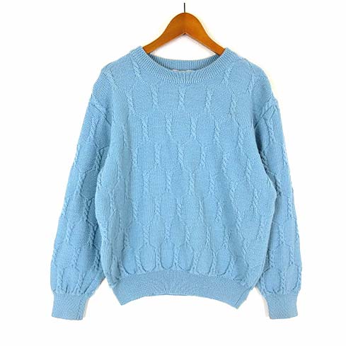 oui ニット セーター ケーブル編み クルーネック ウール ドロップ