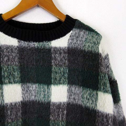 イング INGNI 22AW チェック リブ チュニック シャギー ニット セーター オーバーサイズ ドロップショルダー 長袖 M マルチカラー レディース