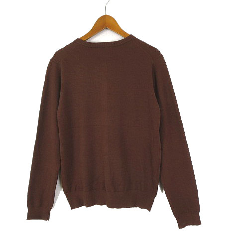 未使用品 アーノルドパーマー Arnold Palmer カーディガン ニット ロゴ 刺繍 ゴールドボタン 長袖 L 3 茶 ブラウン タグ付 美品 レディース