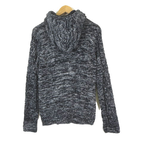 タケオキクチ ミクスパイス TK MIXPICE パーカー カーディガン ボリューム ニット ケーブル編み フード 長袖 L 杢ネイビー 紺 白 ホワイト メンズ