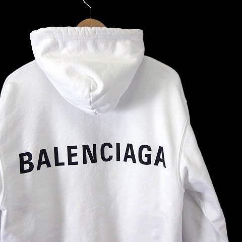 バレンシアガ BALENCIAGA バックロゴ パーカー フーディ プルオーバー 【正規品】Balenciaga バレンシアガパーカー ホワイト