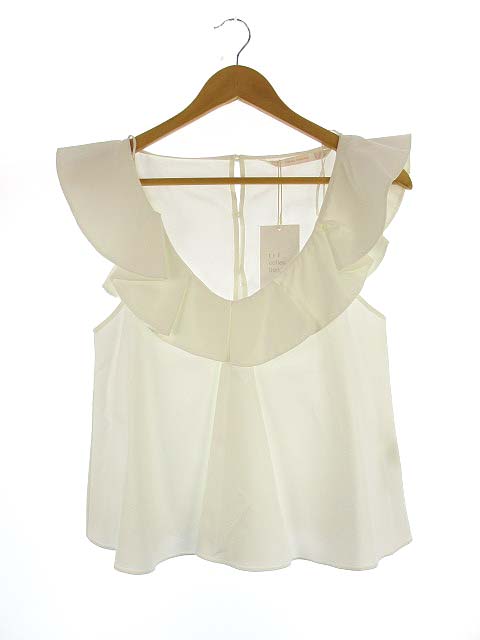 未使用品 ザラ トラファルック Zara Trafaluc フリル ノースリーブ コットン カットソー ブラウス トップス 深v ホワイト 白 S タグ付き レディース 069 ベクトルパーク