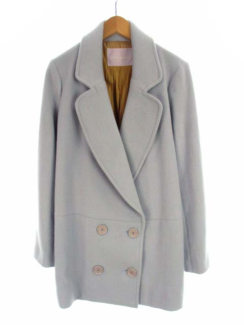 トランテアン ソン ドゥ モード 31 Sons De Mode ダブル ハーフ コート ウール アンゴラ混 無地 ライトブルー サイズ38 レディース 069 ベクトルパーク