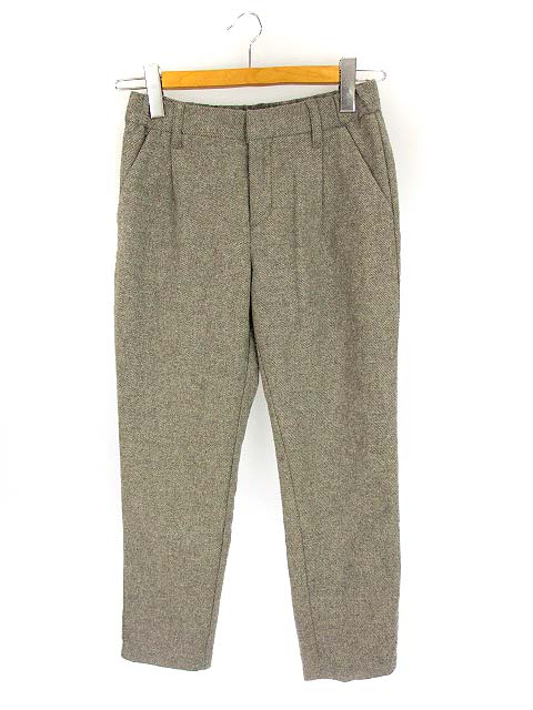 グローバルワーク Global Work ウール混 ツイル 起毛 タック入り テーパード パンツ クロップド ハンパ丈 アンクル ボトムス グレー系 S ストレッチ レディース 069 ベクトルパーク