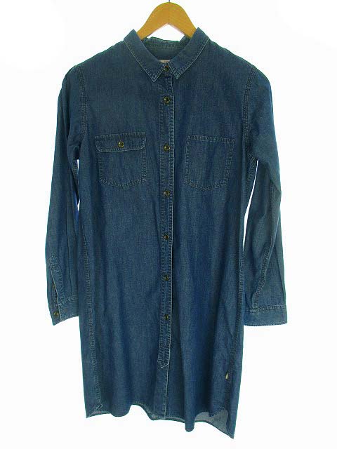 エーグル Aigle ワンピース ロングシャツ 羽織り ダンガリー ダブルポケット 無地 長袖 ブルー系 青 M レディース 069 ベクトルパーク