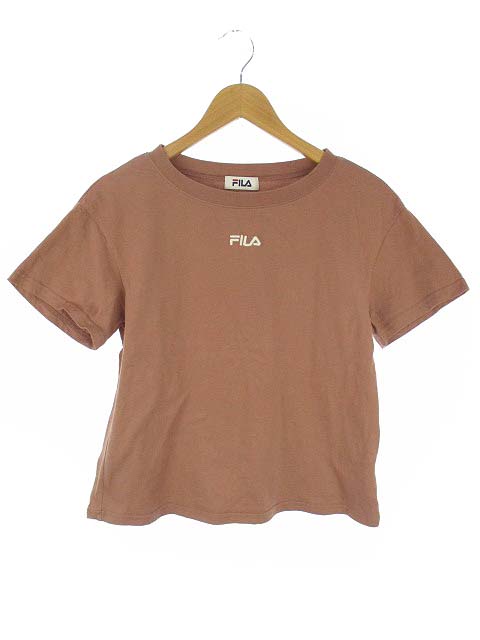 マーキュリーデュオ Mercuryduo フィラ Fila コラボ 刺繍 ロゴ ワンポイント Tシャツ カットソー トップス クルーネック ダスティピンク くすみピンク F レディース 069 ベクトルパーク