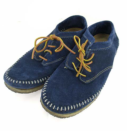 ワンダーシューズ Wander Shoes モカシンシューズ 靴 スエード レザー 革 紐靴 ステッチ レースアップ ネイビー 紺 メンズ 069 ベクトルパーク