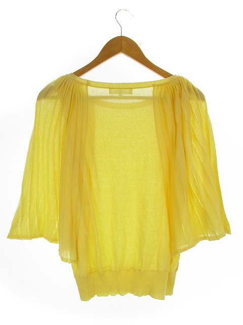 クミキョク 組曲 Kumikyoku レーシー プリーツスリーブ トップス カットソー サマーニット プルオーバー ドルマン イエロー 黄 2 薄手ニット レディース 069 ベクトルパーク