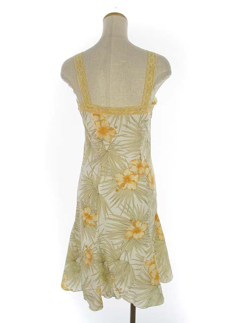 プライベートレーベル Private Label レース ハイビスカス プリント キャミワンピース ワンピース フレア ノースリーブ ホワイト オレンジ系 ベージュ系 M レディース 069 ベクトルパーク