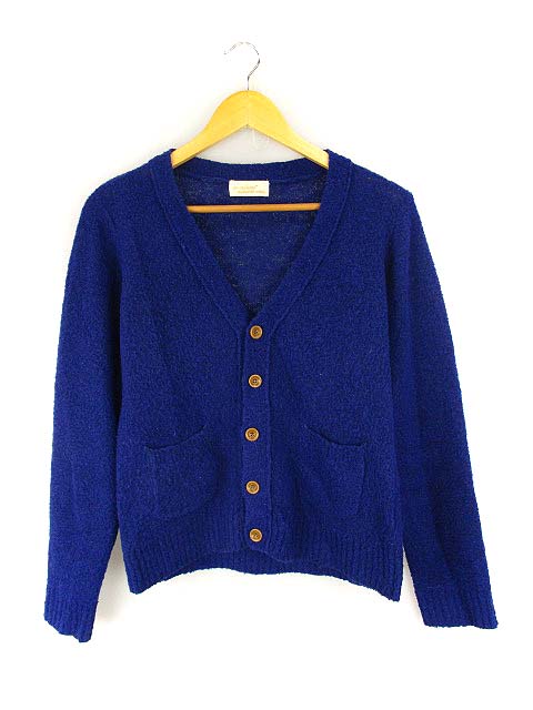 ダブルクローゼット W Closet ニット カーディガン 長袖 フロントボタン 羽織り アクリル ウール ポリエステル ブルー 青 F 無地 レディース 069 ベクトルパーク