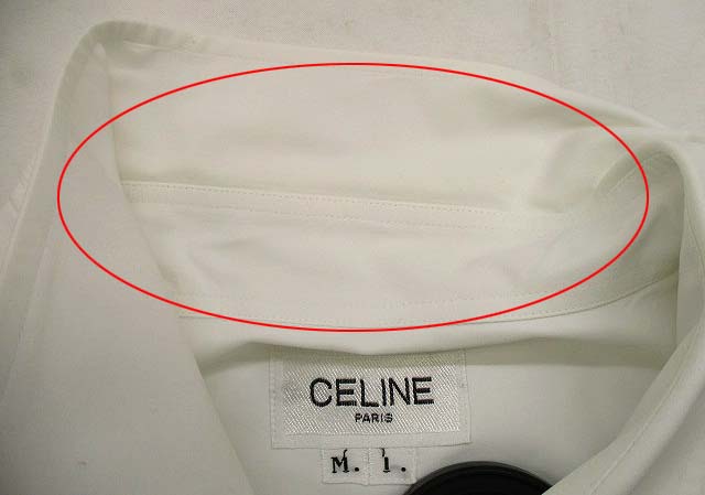 セリーヌ Celine トップス ワイシャツ ドレスシャツ コットン ロゴ ワンポイント 刺繍 無地 長袖 ホワイト 白 メンズ 069 ベクトルパーク
