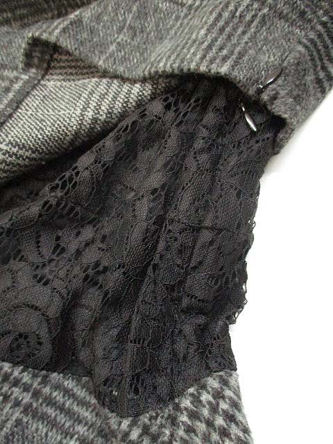 セシルマクビー Cecil Mcbee チェック レース切替 レイヤード ワンピース 半袖 パフスリーブ グレンチェック 起毛 グレー M レディース 069 ベクトルパーク