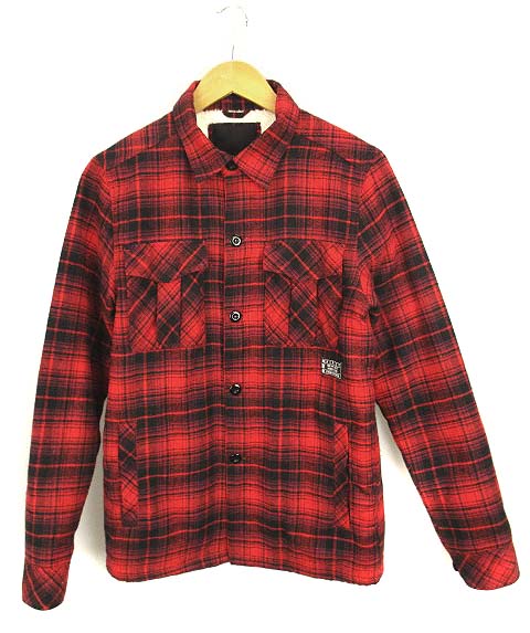 ハーレー Hurley シャツ ジャケット 裏ボア 上着 アウター ウール チェック 黒 赤 S メンズ 069 ベクトルパーク
