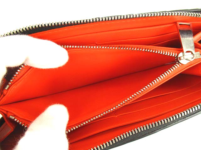 ボッテガヴェネタ Bottega Veneta イントレチャート ジップアラウンドウォレット 長財布 レザー 革 ブラック オレンジ メンズ 069 ベクトルパーク