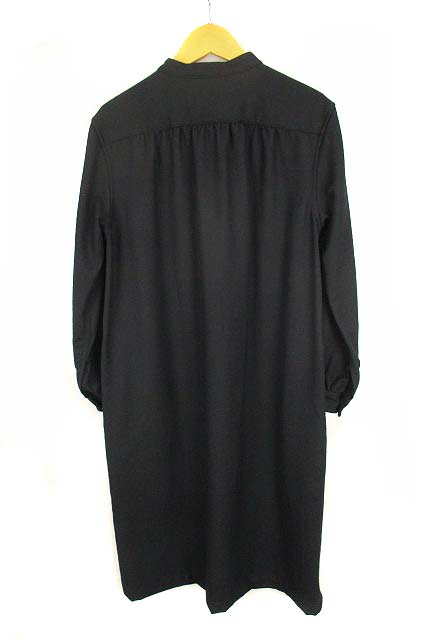 マーガレットハウエル Mhl バンドカラー シャツ ワンピース 長袖 ウール プルオーバー 無地 紺 ネイビー 2 レディース 069 ベクトルパーク