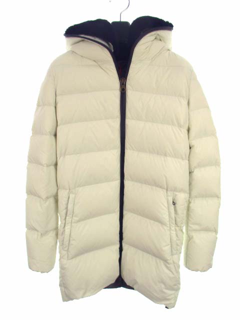 未使用品 デュベティカ Duvetica ダウンコート ダウンジャケット 162 D 4842 00 1162 Carysdue カリスドゥエ ラビットファー ジップアップ フード ナイロン アイボリー サイズ40 タグ付き レディース 069 ベクトルパーク