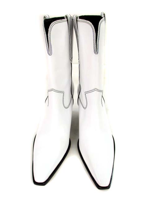未使用品 ザラ Zara ザラ サープラス Zara Srpls ウエスタンブーツ ミドルブーツ ショートブーツ レザー ブーツ ウェッジソール ヒール 革 靴 白 ホワイト サイズ41 レディース 069 ベクトルパーク