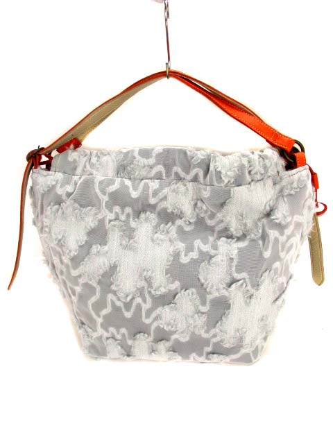 レッセフェール Laisser Faire リリー Lily ショルダーバッグ ハンドバッグ バッグ 巾着 持ち手レザー オーガンジー 鞄 カバン 総柄 グレー タグ付き レディース 069 ベクトルパーク