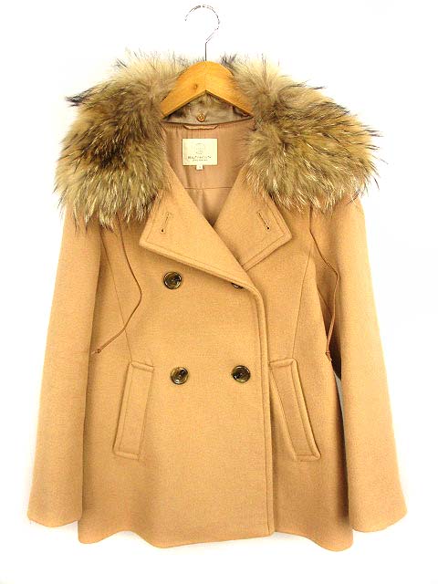 B Y ユナイテッドアローズ Beauty Youth ビューティー ユース ソフト メルトン ファーカラー コート 上着 アウター ラクーンファー 1625 199 2980 ウール ベージュ系 S レディース 069 ベクトルパーク