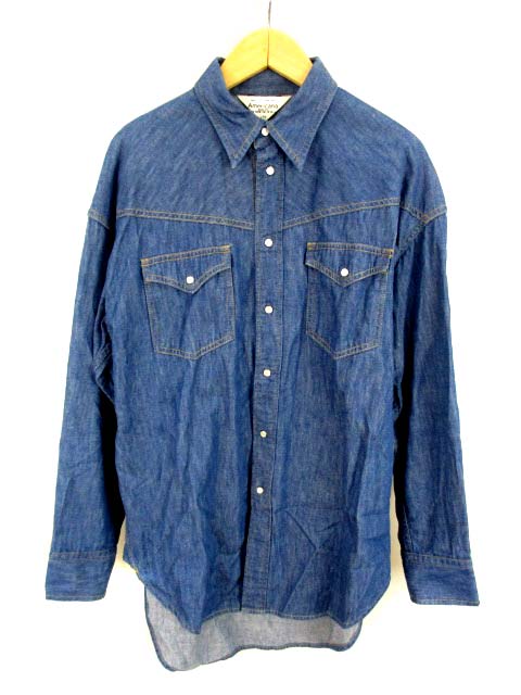 アメリカーナ Americana 長袖 デニム シャツ ウエスタンシャツ チュニック丈 スナップボタン インディゴ レディース 069 ベクトルパーク