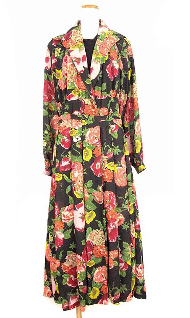 ジュンヤワタナベ Junya Watanabe コムデギャルソン ドッキング ニット ワンピース ロング シャツ レイヤード 花柄 ウール 黒 マルチ M レディース 069 ベクトルパーク